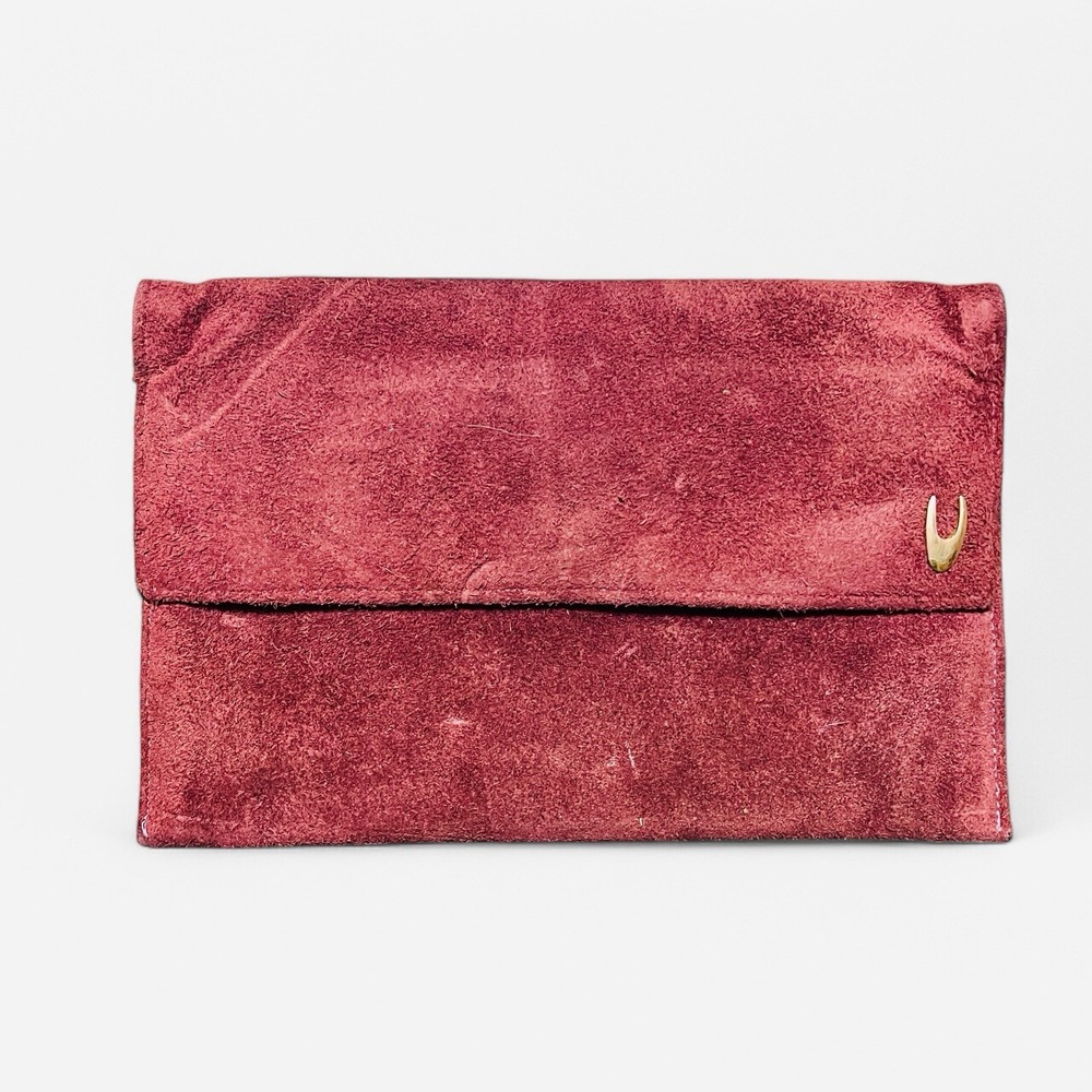 Vintage Shirl Miller USA Burgundy Red Suede Clutch Shoulder Bag Purse